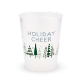 Personalized Frosted Plastic Party Cups - Holiday Cheer Trees Design (Set of 8)