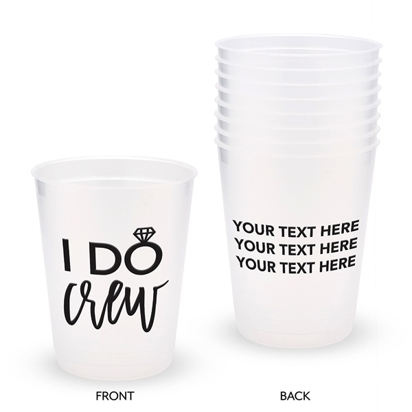 Personalized Frosted Plastic Party Cups - I Do Crew (Set of 8)