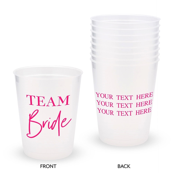 Personalized Frosted Plastic Party Cups - Team Bride Script (Set of 8)