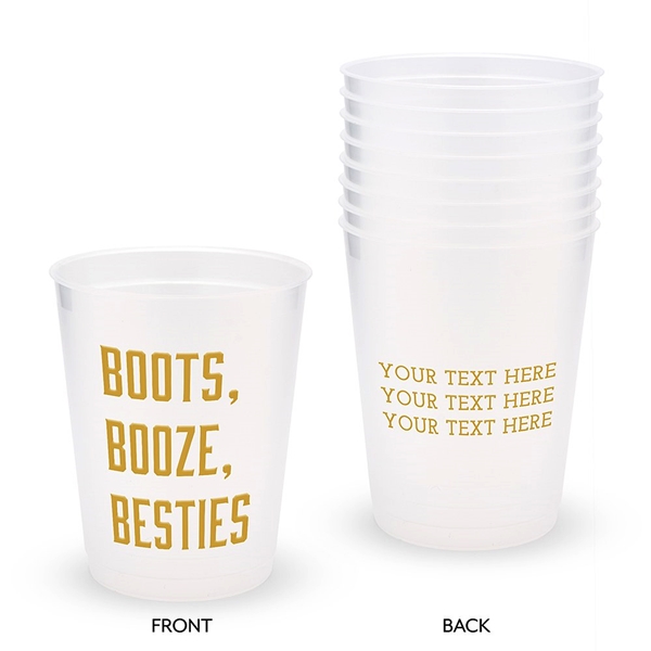 Personalized Frosted Plastic Party Cups - Boots, Booze, Besties (8)