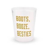 Personalized Frosted Plastic Party Cups - Boots, Booze, Besties (8)