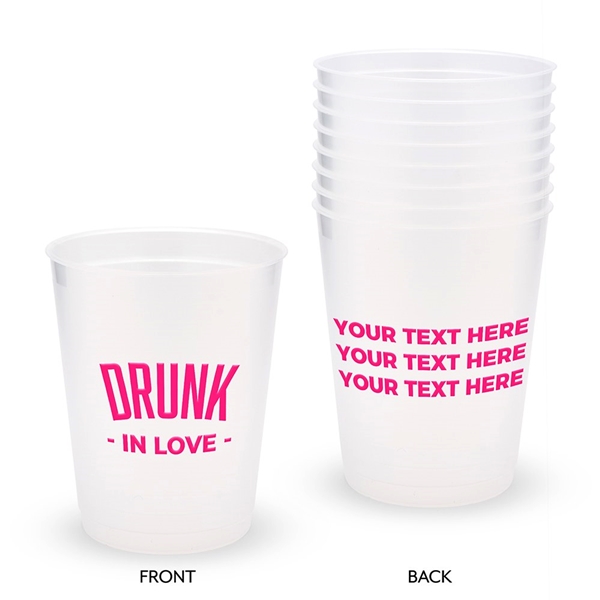 Personalized Frosted Plastic Party Cups - Drunk In Love (Set of 8)