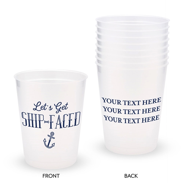 Personalized Frosted Plastic Party Cups - Get Ship-Faced (Set of 8)