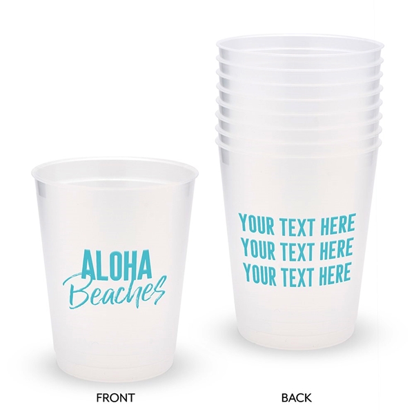Personalized Frosted Plastic Party Cups - Aloha Beaches (Set of 8)