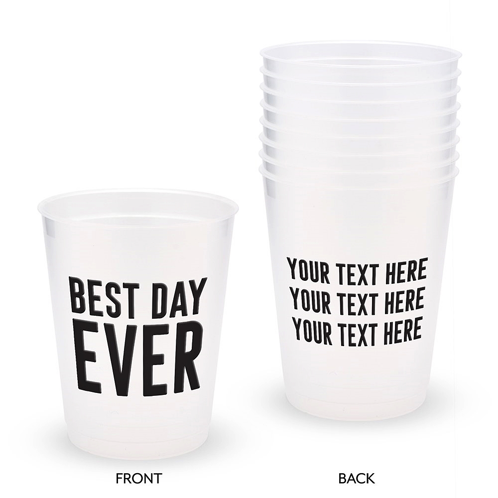 Personalized Frosted Plastic Party Cups - Best Day Ever (Set of 8)