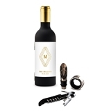 Personalized Wine Bottle-Shaped Corkscrew Gift Set - Diamond Monogram