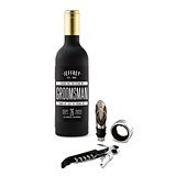 Wine Bottle-Shaped Corkscrew Gift Set w/ Personalized Groomsman Label