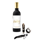 Personalized Wine Bottle Shaped Corkscrew Gift Set - Script Font