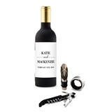 Wine Bottle-Shaped Corkscrew Gift Set with Classic Couple Design Label