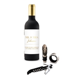 Wine Bottle-Shaped Corkscrew Gift Set with Mr & Mrs Design Label