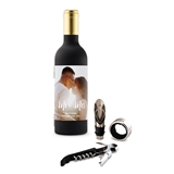 Personalized Wine Bottle Shaped Corkscrew Gift Set with Customizable Photo Label