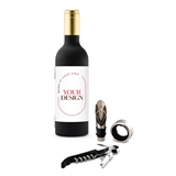 Wine Bottle-Shaped Corkscrew Gift Set with Custom 'Your Design' Printed Labels