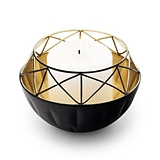 Weddingstar Short Round Geo Black-Metal Candle Holder w/ Gold Interior