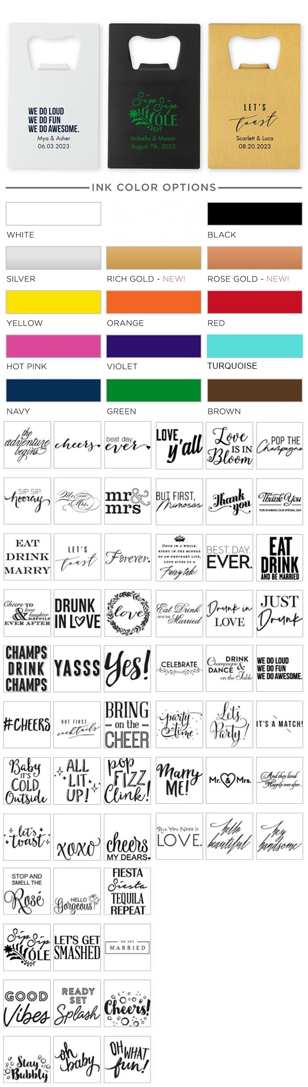 Personalized Metal Credit Card Bottle Opener (3 Colors) (Trendy Sayings Designs)