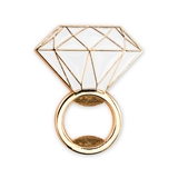 Weddingstar Gold-Metal & White Enamel Inlay Diamond Ring Bottle Opener