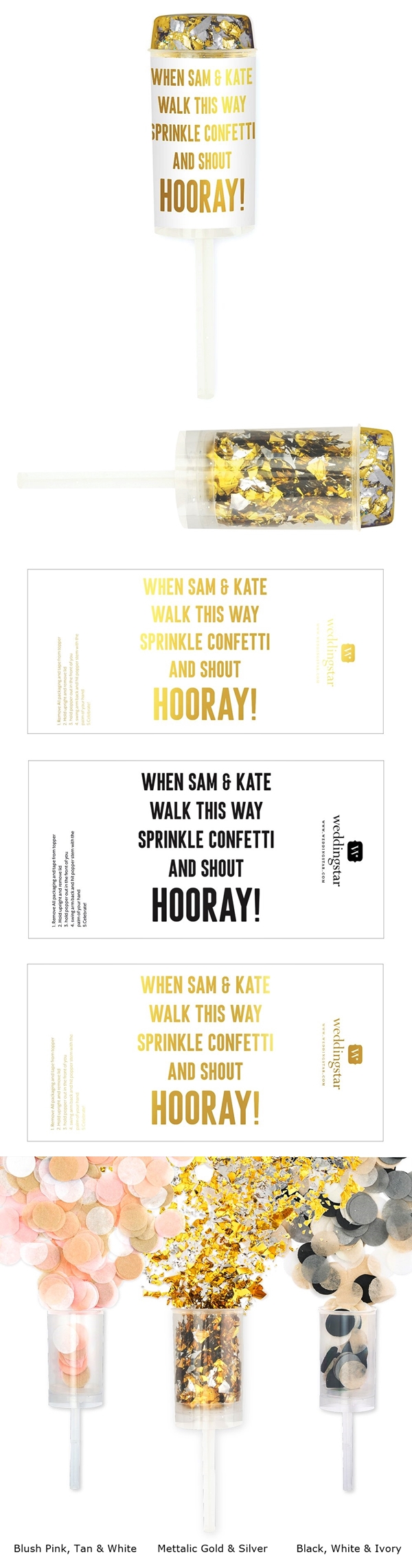 Weddingstar Personalized Push-Up Confetti Popper - Custom Text