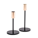 Weddingstar Black & Gold Modern Tiered Taper Candle Holders (Set of 2)