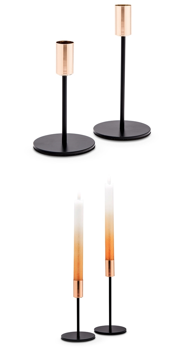 Weddingstar Black & Gold Modern Tiered Taper Candle Holders (Set of 2)