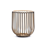 Small Geometric Wire Basket Tea Light Candle Holder - Black & Gold
