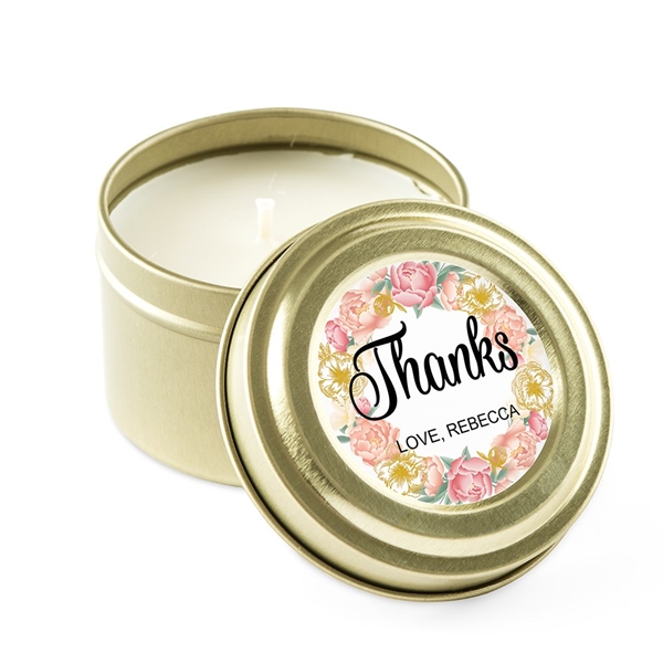 Weddingstar Personalized Gold Candle Tin Wedding Favor - Modern Floral