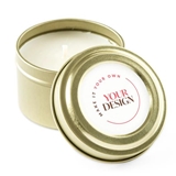 Custom 'Your Design' or Logo Gold Candle Tin with Personalized Sticker