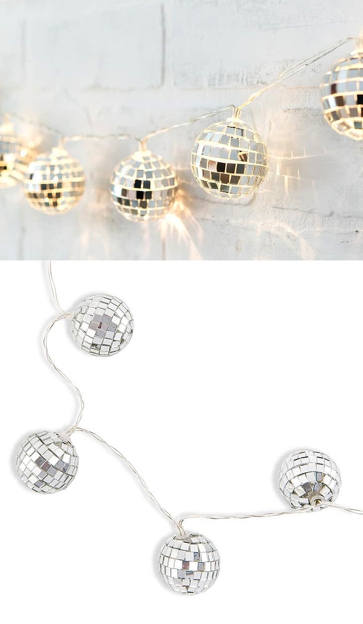Decorative LED String of 10 Lights Inside Disco Mirror Balls