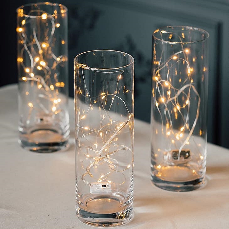Decorative LED String of 20 Fairy Lights Connected with Bendable Silver Wire