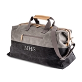 Large Personalized Canvas Travel Duffle Bag - Black & Gray