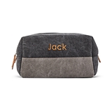 Personalized Men's Travel Toiletry Bag - Black & Gray Canvas