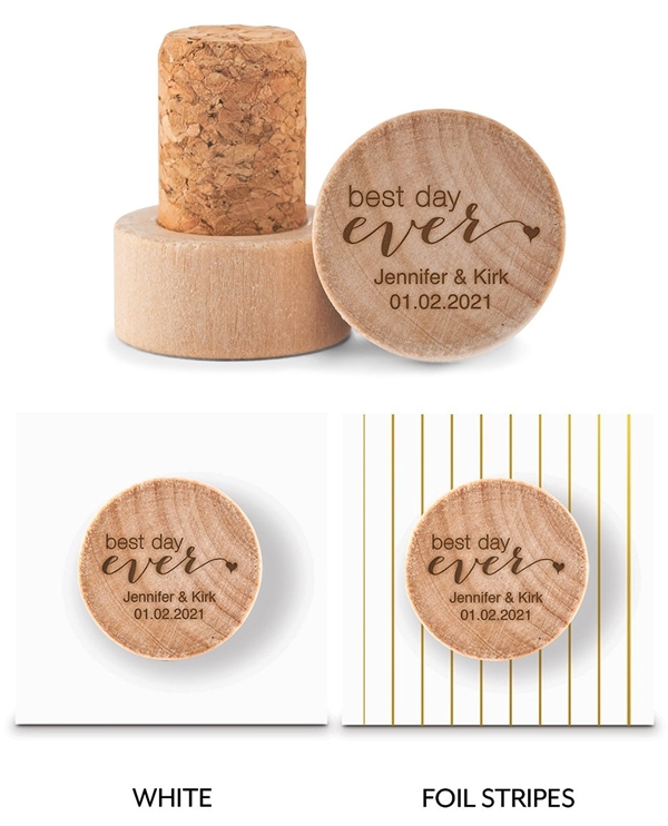 Custom Engraved Wooden Bottle Stopper with Best Day Ever Design