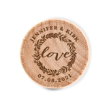 Custom Engraved Wooden Bottle Stopper with Love Wreath Design