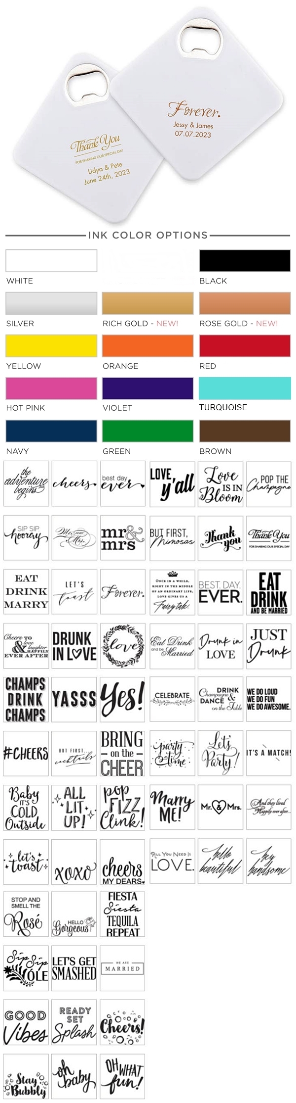 Personalized Plastic Drink Coaster with Bottle Opener (Trendy Sayings Designs)