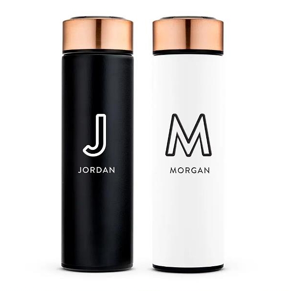 Personalized 16oz Cylinder Travel Bottle with Outline Initial and Name