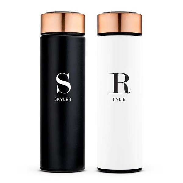 Personalized 16oz Cylinder Travel Bottle with Modern Serif Initial & Name