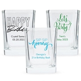 Personalized Rounded-Edge Square Shot Glass (Birthday Designs)