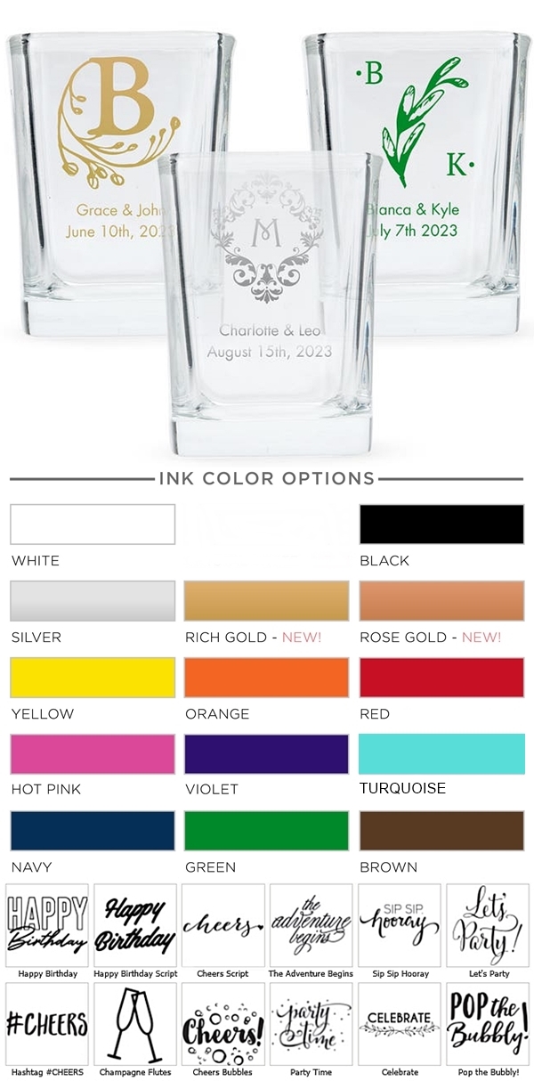 Personalized Rounded-Edge Square Shot Glass (Monogram Designs)