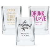 Personalized Rounded-Edge Square Shot Glass (Trendy Sayings Designs)