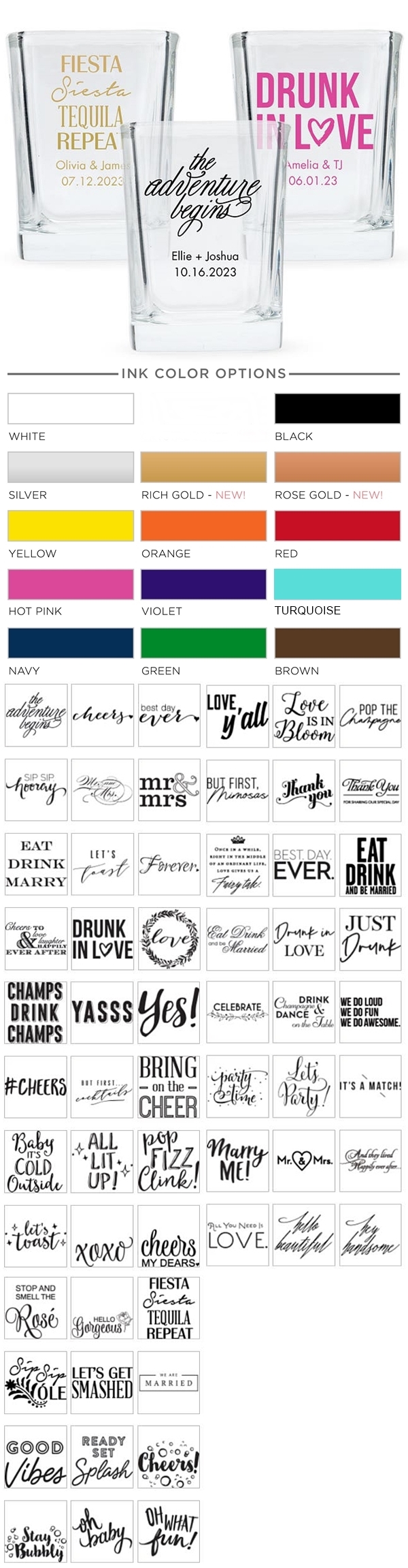 Personalized Rounded-Edge Square Shot Glass (Trendy Sayings Designs)
