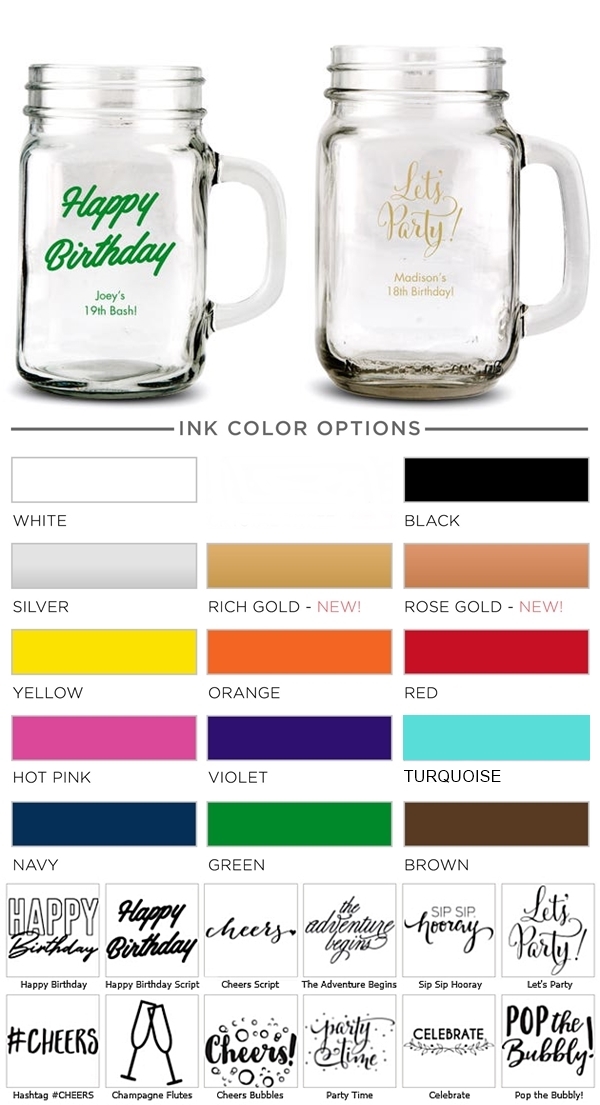 Weddingstar Personalized Mason Jar Mug (Birthday Designs) (2 Sizes)
