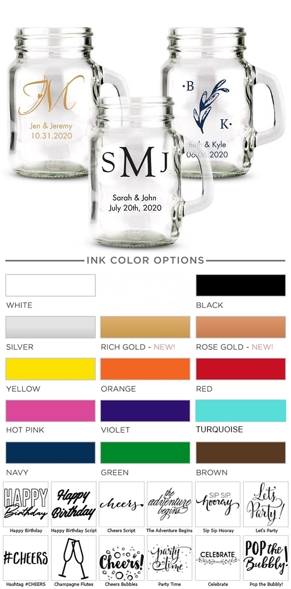 Weddingstar Personalized Mini Mason Jar Shot Glass (Monogram Designs)