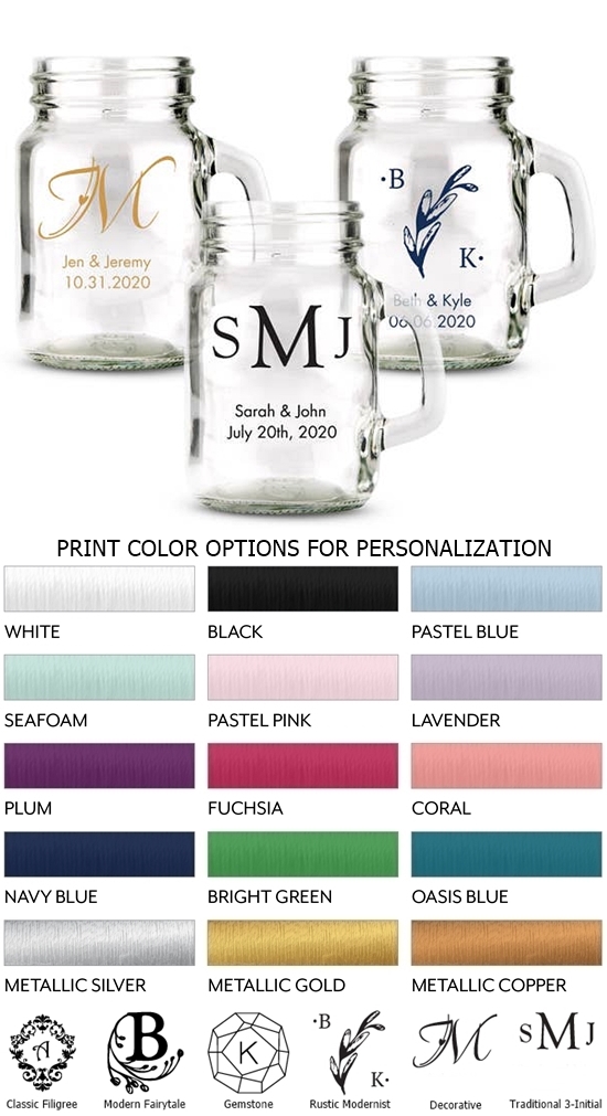 Weddingstar Personalized Mini Mason Jar Shot Glass (Monogram Designs)
