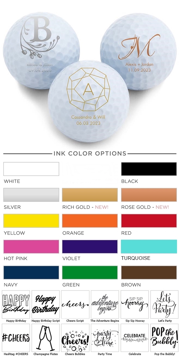 Weddingstar Personalized Golf Ball Wedding Favors (Monogram Designs)