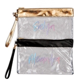 Personalized Large Clear PVC Plastic Makeup Bag with Script Font Text