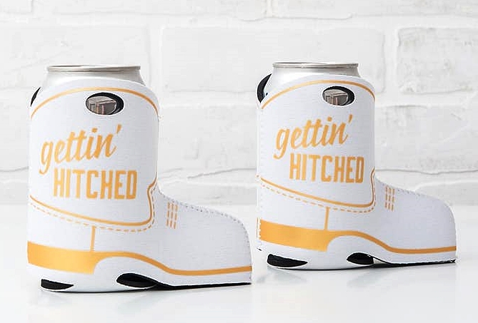 "Gettin' Hitched" Cowboy Boot-Shaped Neoprene Foam Drink Holder