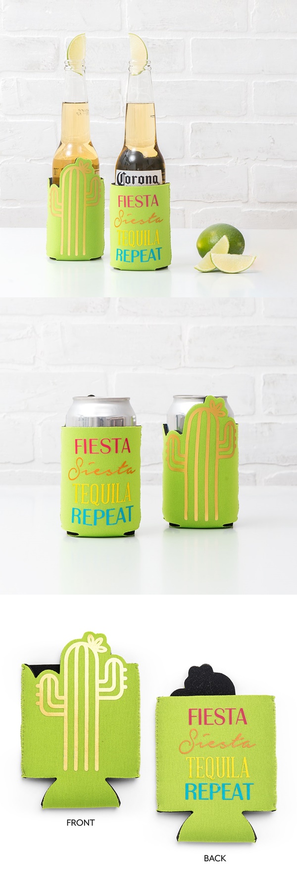 "Fiesta Siesta Tequila" Cactus Design Neoprene Drink Holder