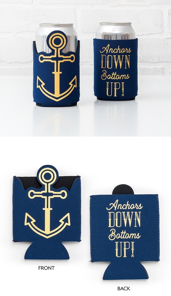 Tied the Knot Nautical Wedding Can Cooler Beer Cozy Favor