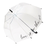 Large Clear Plastic Bubble Wedding Umbrella - Love is in the Air