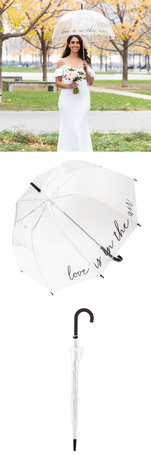Large Clear Plastic Bubble Wedding Umbrella - Love is in the Air