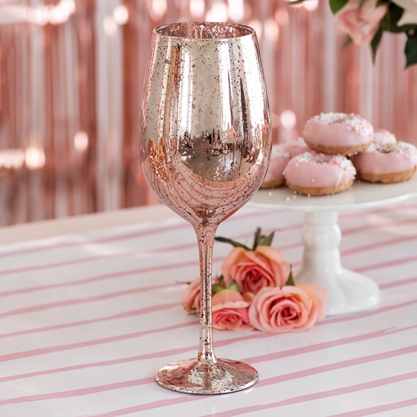 Weddingstar 18oz Rose Gold-Colored Mercury Glass Stemmed Wine Glass