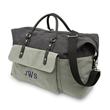 Large Personalized Canvas Weekender Travel Bag - Black & Gray
